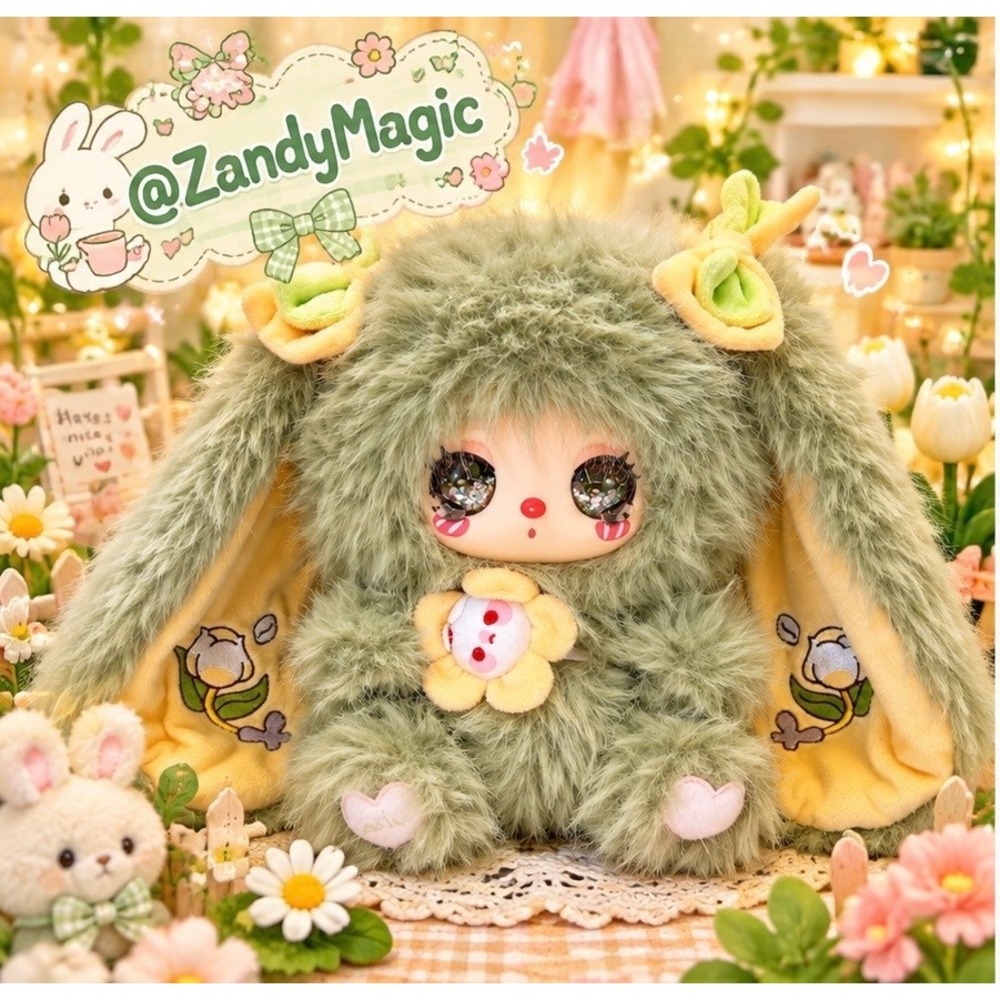 Liila 600% Tea Time With My Girl "Pearl Glitter Eyes" Green Plush Blind Box
